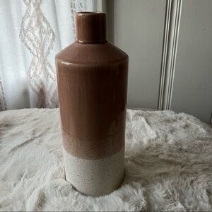 Mikasa 13” Blush Tan Cream Ombré Speckled Tall Shoulder Vase NEW